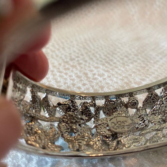 Joan Rivers Silver-tone Oval Hinged Enamel Cuff Bracelet - Picture 10 of 10